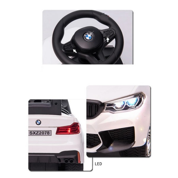 Продукт BMW M5 Licensed - Кола за избутване с родителски контрол 4 в 1 c меки гуми, Кожена седалка, 2022 година - 0 - BG Hlapeta